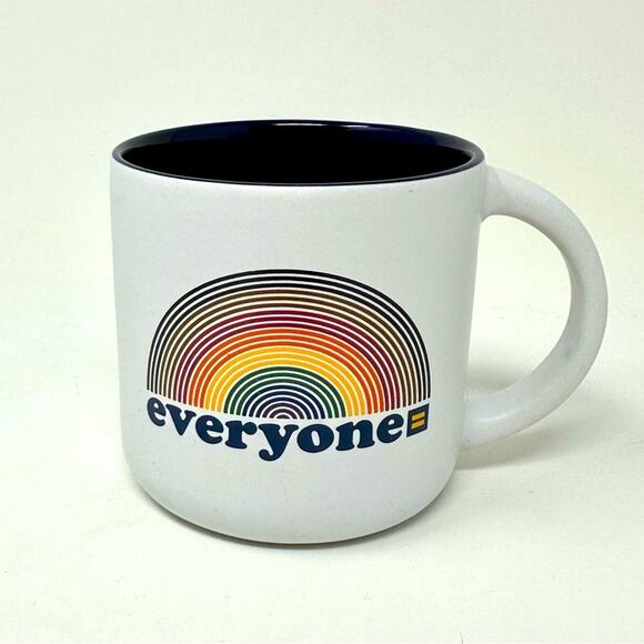 Human Rights Campaign Everyone Rainbow Coffee Mug White Blue Multi Logo - Picture 7 of 7
